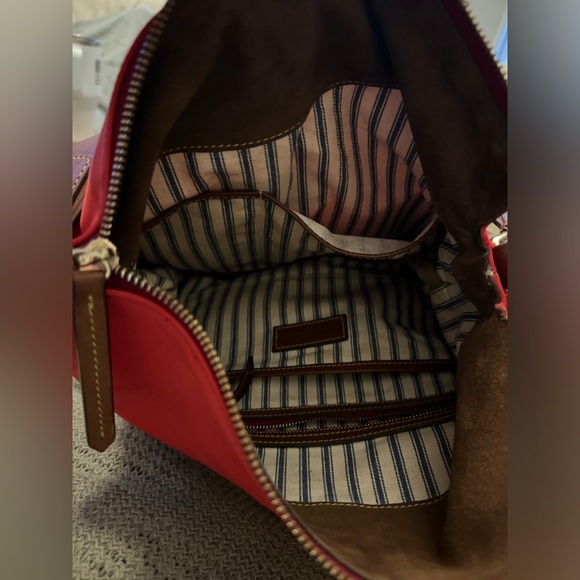 Dooney & Bourke Nylon Red Wayfarer Bag Tan Leather - Picture 11 of 13